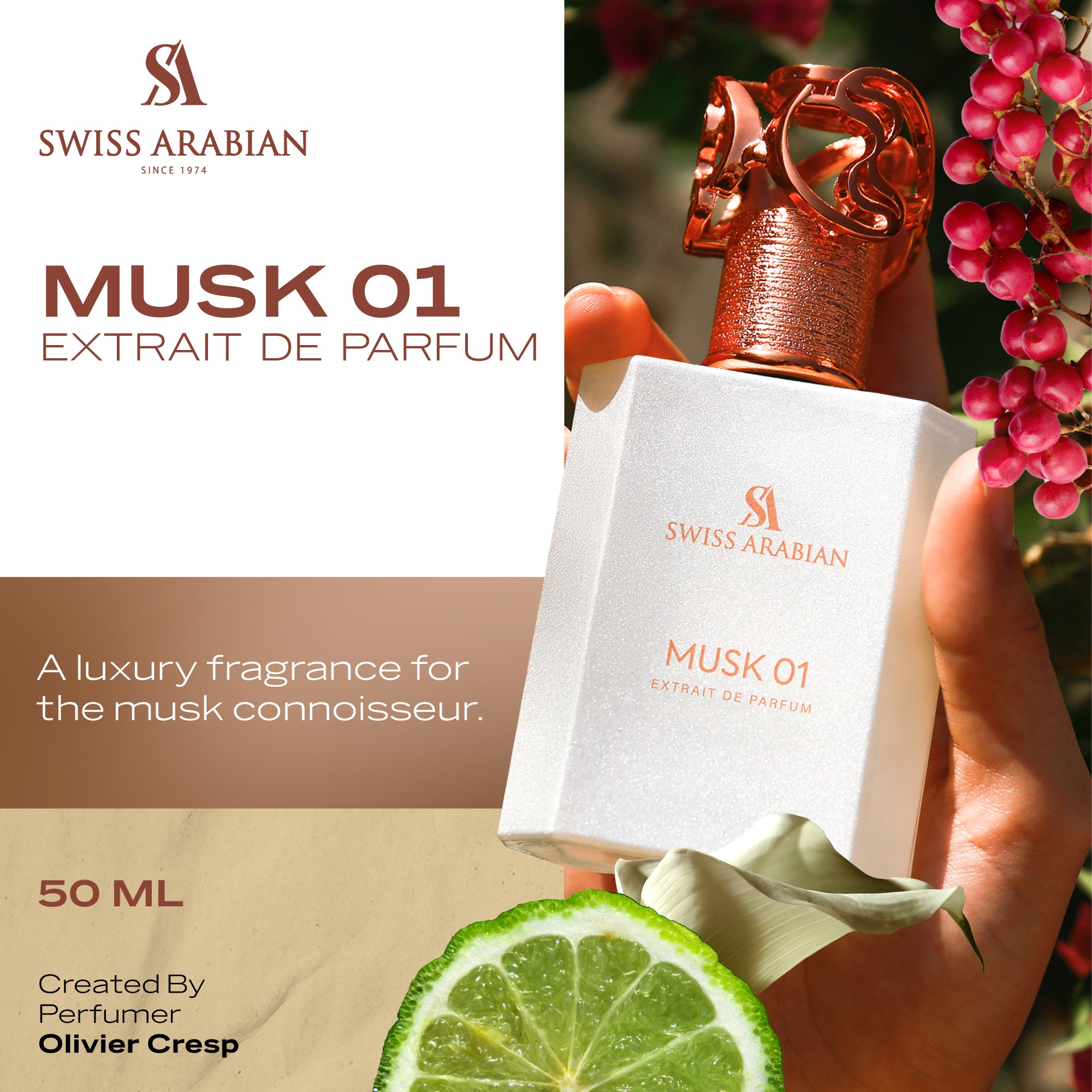 Musk 01 Perfume – Soft Musk Floral Fragrance – Swiss Arabian UAE